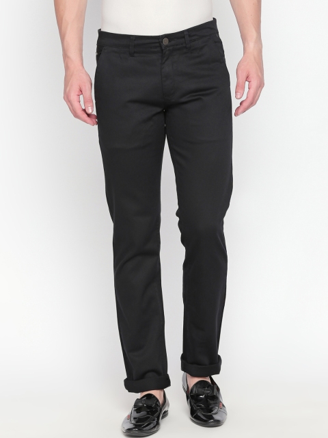 beevee Men Black Regular Fit Solid Regular Trousers