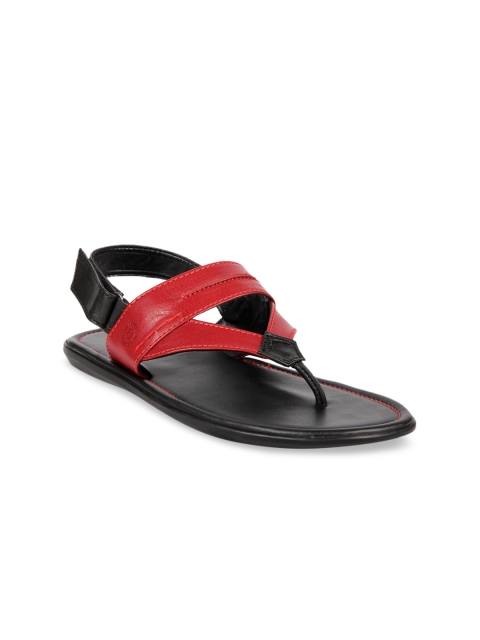 Franco Leone Men Red & Black Comfort Sandals