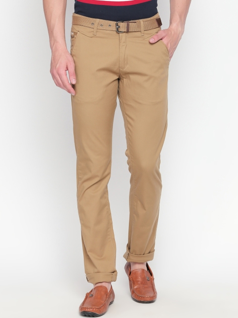 beevee Men Khaki Regular Fit Solid Chinos