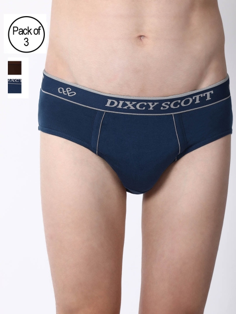 DIXCY SCOTT Men Pack Of 3 Solid Briefs K1-PR64306, Navy blue