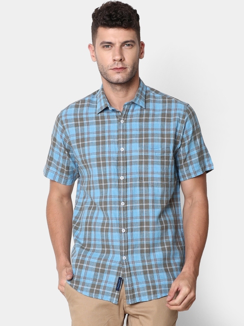 CAVALLO by Linen Club Men Cotton Linen Blue & Grey Regular Fit Checked Casual Shirt
CAVALLO by Linen Club Men Cotton Linen Blue & Grey Regular Fit Checked Casual Shirt