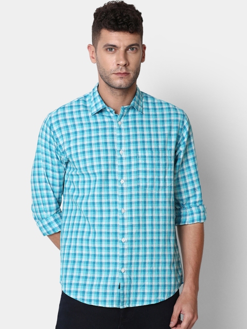 CAVALLO by Linen Club Men Cotton Linen Turquoise Blue & Off-White Regular Fit Checked Casual Shirt
CAVALLO by Linen Club Men Cotton Linen Turquoise Blue & Off-White Regular Fit Checked Casual Shirt