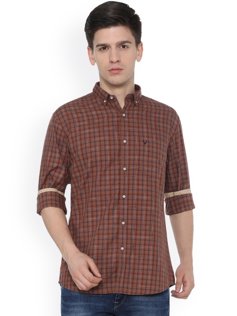 Allen Solly Men Brown Slim Fit Checked Casual Shirt