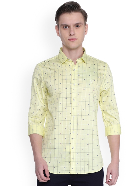 Solly Sport Men Yellow Slim Fit Checked Casual Shirt