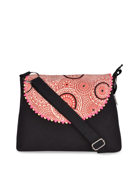 Pick Pocket Black Printed Sling Bag