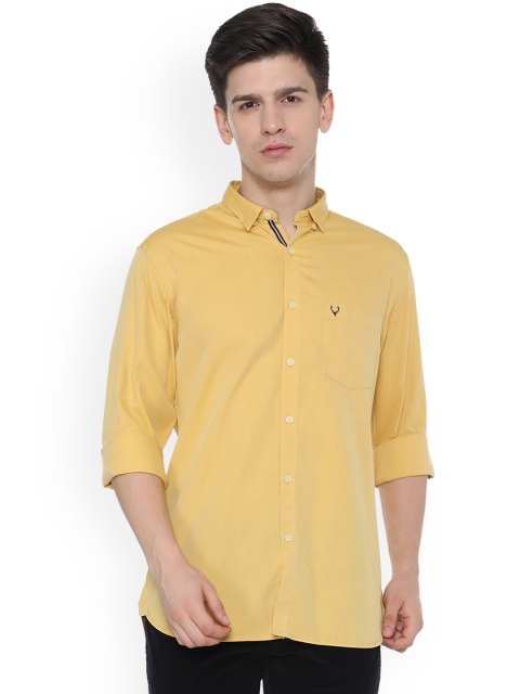 Allen Solly Men Yellow Sport Slim Fit Solid Casual Shirt