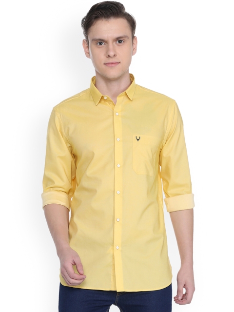 Allen Solly Men Yellow Sport Slim Fit Solid Casual Shirt