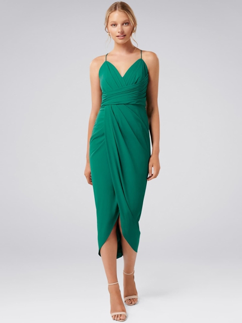 Forever New Women Green Solid Sheath Dress