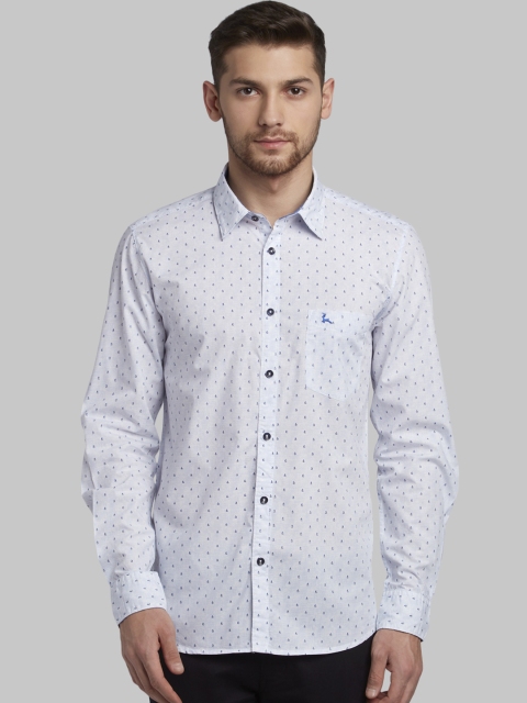 Parx Men Blue Slim Fit Printed Casual Shirt