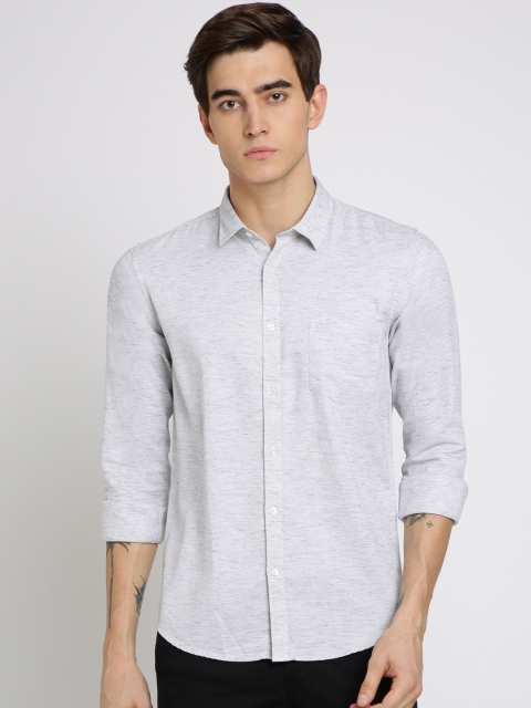 Crocodile Men Grey Slim Fit Solid Casual Shirt