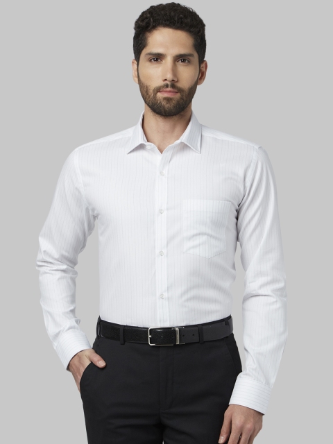 Park Avenue Men Grey Slim Fit Striped Formal Shirt