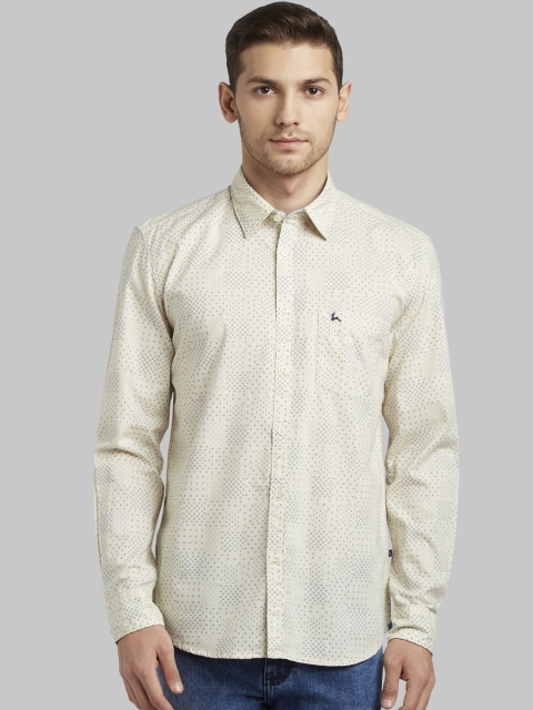 Parx Men Beige Slim Fit Printed Casual Shirt