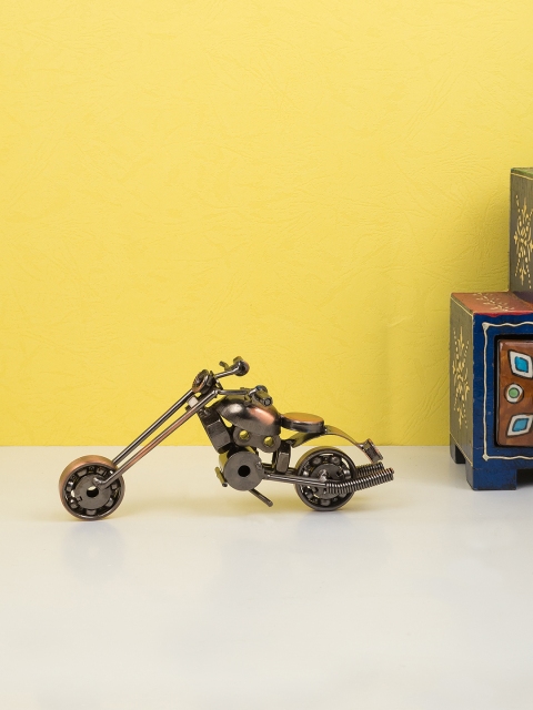 Golden Peacock Copper-Toned Metal Motor Bike Antique Showpiece