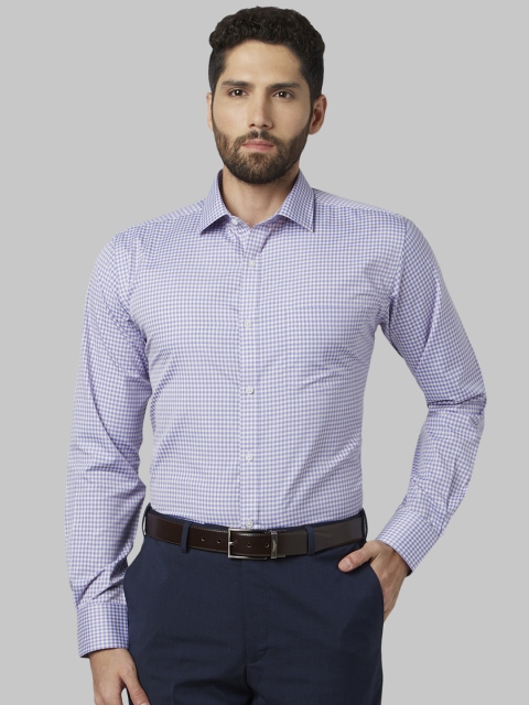 Park Avenue Men Purple Slim Fit Checked Formal Shirt