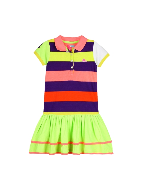 Cherry Crumble Girls Multicoloured Striped Shirt Dress, Multi