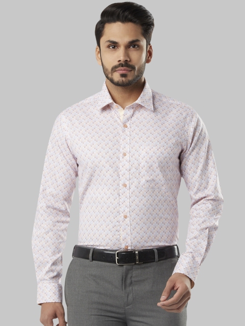 Raymond Men Orange & Blue Regular Fit Printed Formal Shirt