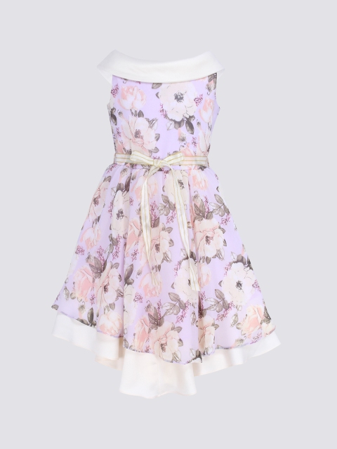 CUTECUMBER Girls Purple Printed Fit and Flare Dress