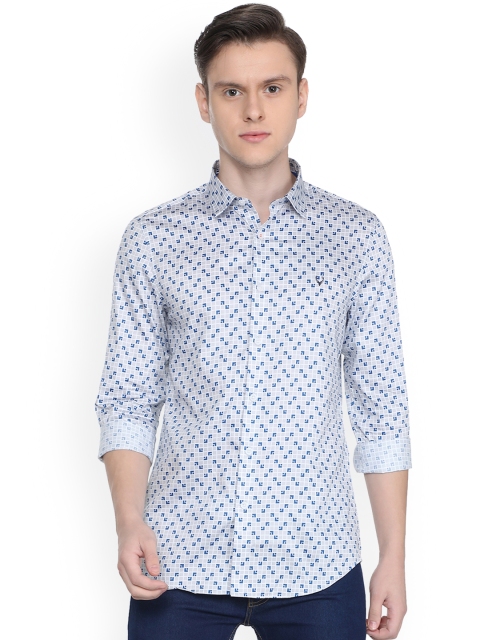 Allen Solly Men Grey & Blue Slim Fit Checked Casual Shirt