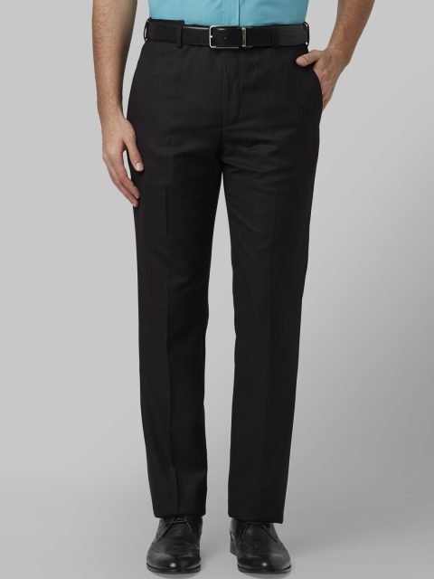 Park Avenue Men Black Regular Fit Solid Formal Trousers
