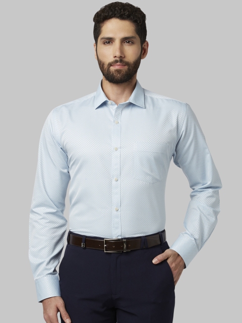 Park Avenue Men Blue Slim Fit Self Design Formal Shirt