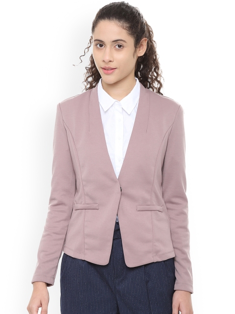 Van Heusen Woman Purple Solid Regular-Fit Single-Breasted Blazer