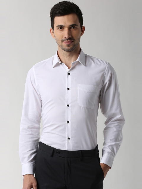 Peter England Men White Slim Fit Solid Formal Shirt