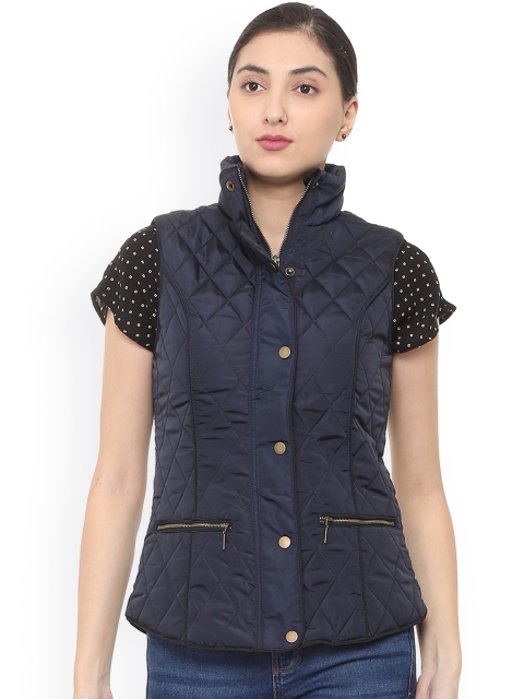 Van Heusen Woman Navy Blue Solid Puffer Jacket