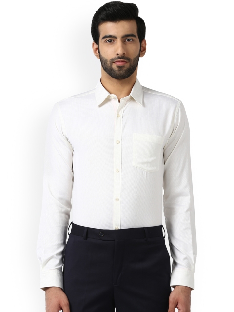Park Avenue Men White Slim Fit Self Design Formal Shirt