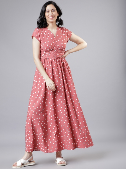Tokyo Talkies Women Red Printed Maxi Dress