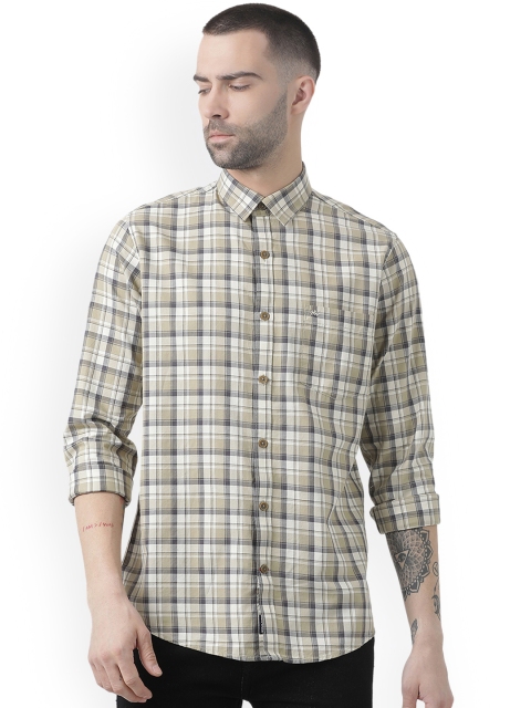 Monte Carlo Men Blue & Olive Green Regular Fit Checked Casual Shirt