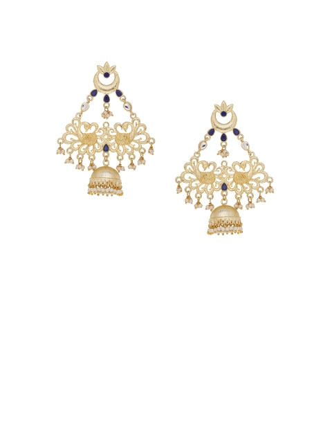 Voylla Brass-Plated Gold-Toned Contemporary Drop Earrings