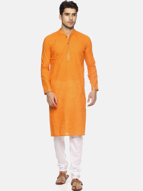 PAROKSH Men Orange Woven Design Straight Kurta
PAROKSH Men Orange Woven Design Straight Kurta