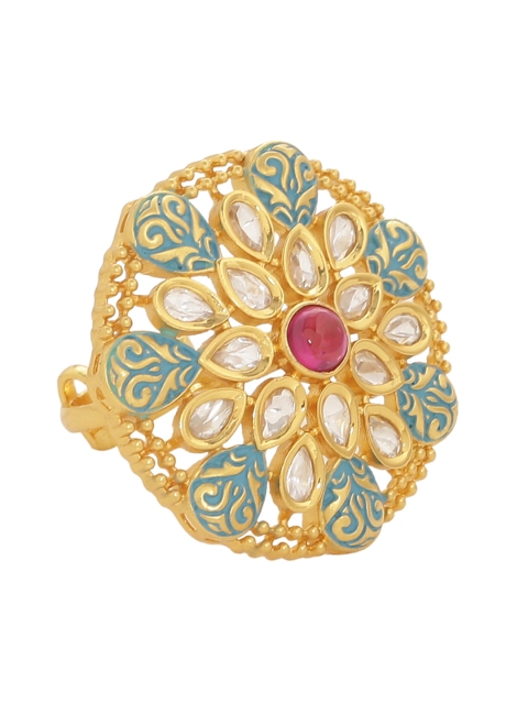 Voylla Women Gold-Plated & Blue Enamelled Kundan Embellished Adjustable Finger Ring
Voylla Women Gold-Plated & Blue Enamelled Kundan Embellished Adjustable Finger Ring