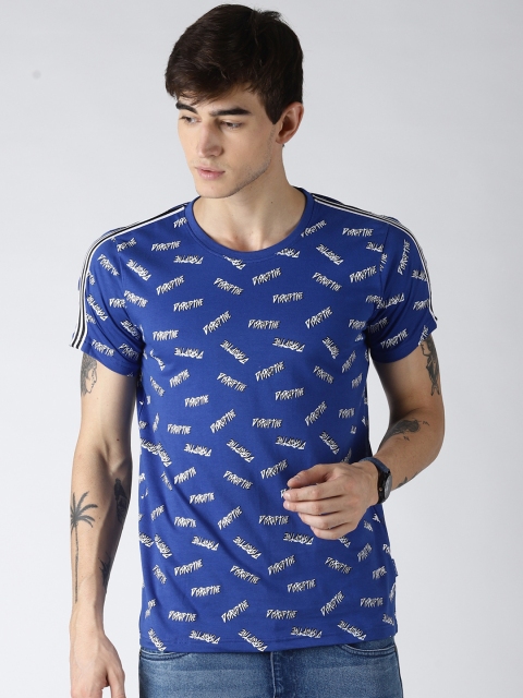 Blue Saint Men Blue Printed Round Neck T-shirt