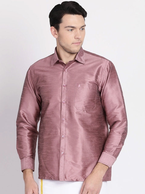 Khoday Williams Men Mauve Regular Fit Solid Party Shirt
