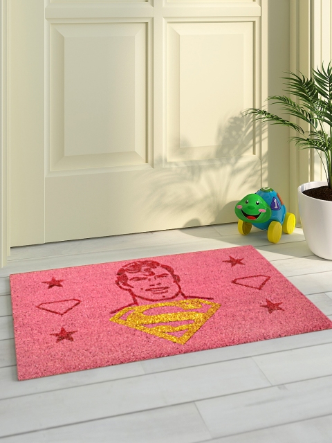 Saral Home Pink Printed Coir Anti-Skid Doormat