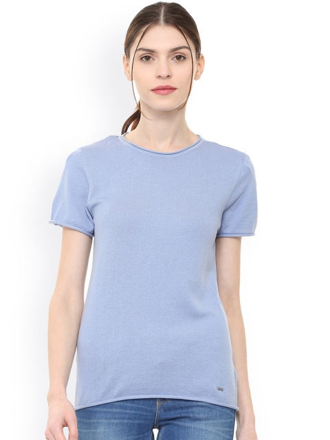 Allen Solly Woman Blue Solid Round Neck T-shirt