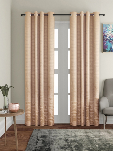 VRINDA Beige Set of 2 Long Door Curtains