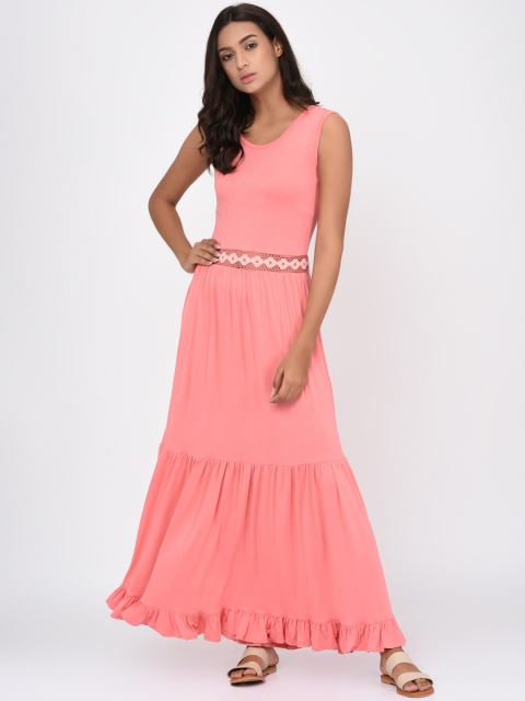 Rigo Women Pink Solid Maxi Dress