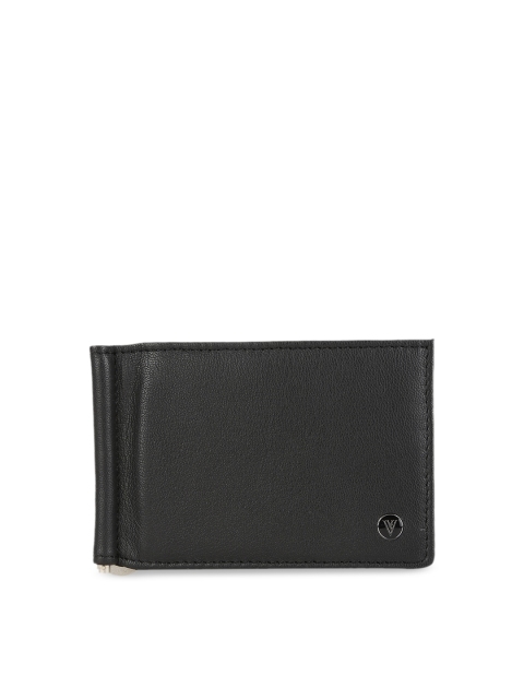 Van Heusen Men Black Solid Leather Card Holder