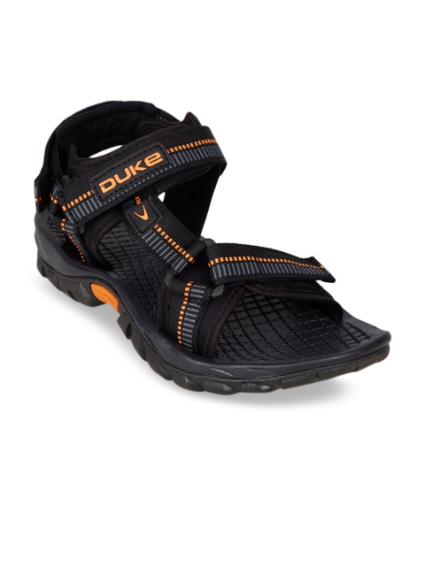 Duke Men Black & Orange Sports Sandals