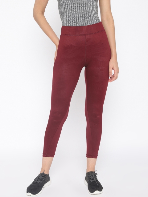 Newport Women Maroon Self-Design Skinny-Fit Track Pants