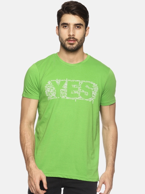 Masculino Latino Men Green Printed Round Neck T-shirt