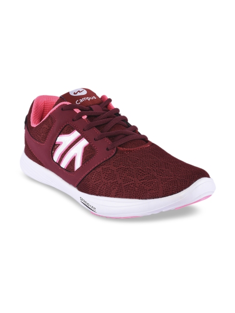 Campus Women Maroon Mesh Running Shoes