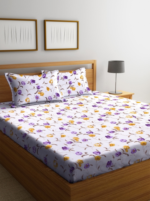 BOMBAY DYEING Off-White & Purple Floral 160 TC Cotton 1 King Bedsheet with 2 Pillow Covers
BOMBAY DYEING Off-White & Purple Floral 160 TC Cotton 1 King Bedsheet with 2 Pillow Covers