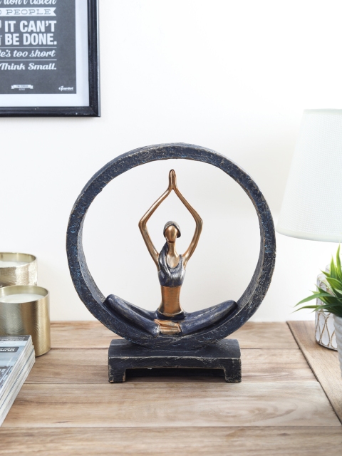 OddCroft Purple & Gold-Toned Resin Sukhasana Yoga Showpiece