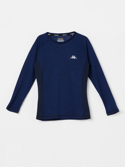 Kappa Girls Navy Blue Solid Round Neck T-shirt