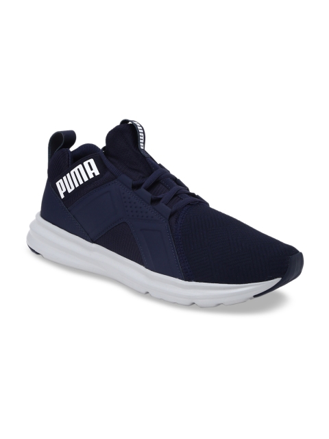 Puma Men Navy Blue Enzo Geo Peacoat Mesh Running Shoes