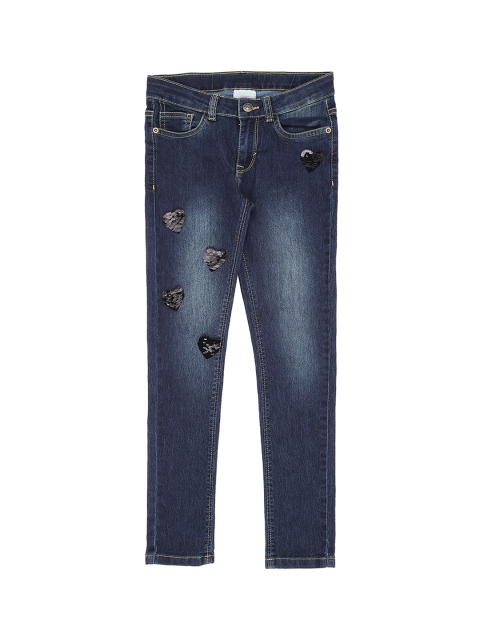 Pantaloons Junior Girls Blue Tapered Fit High-Rise Clean Look Jeans