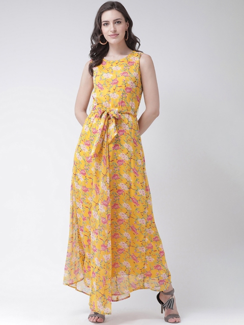 The Vanca Women Yellow Floral Printed Maxi Dress